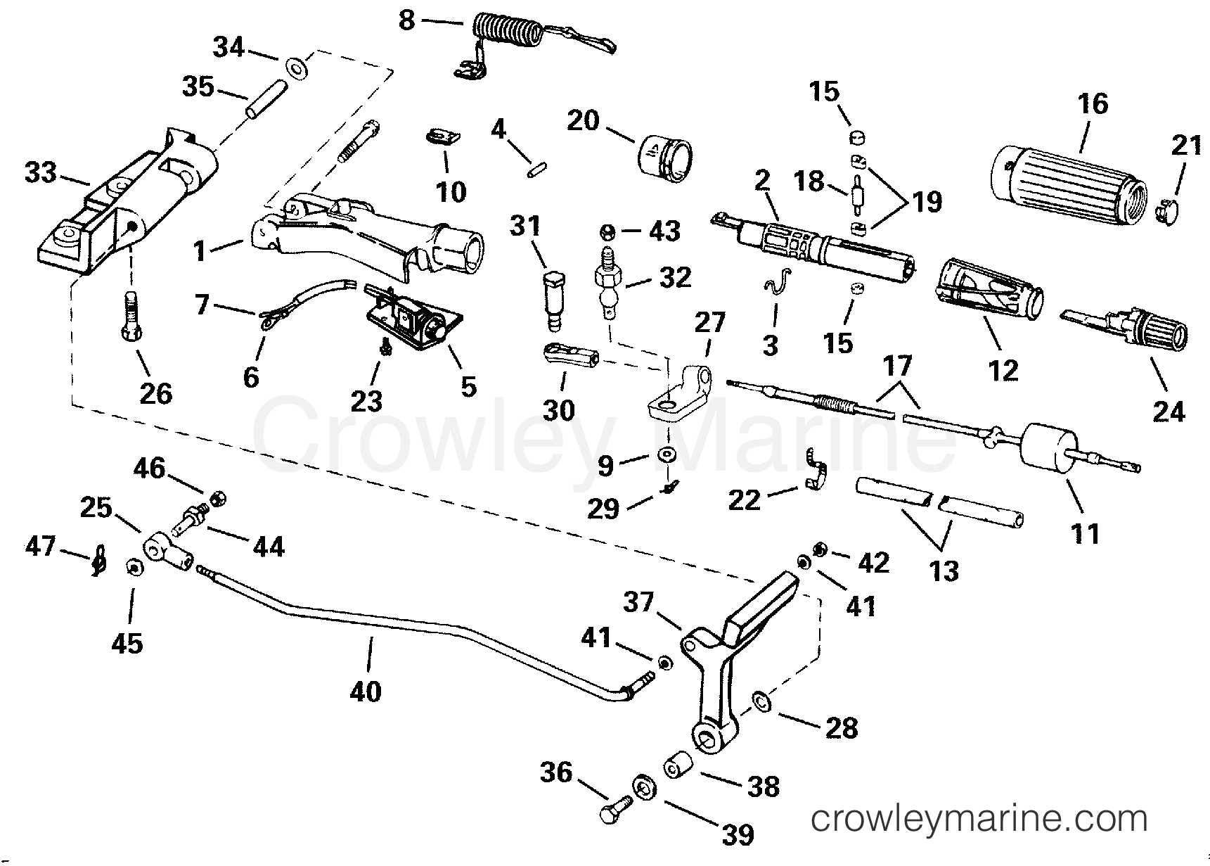 2000 Outboard 25 - J25TESSD - STEERING & SHIFT HANDLE