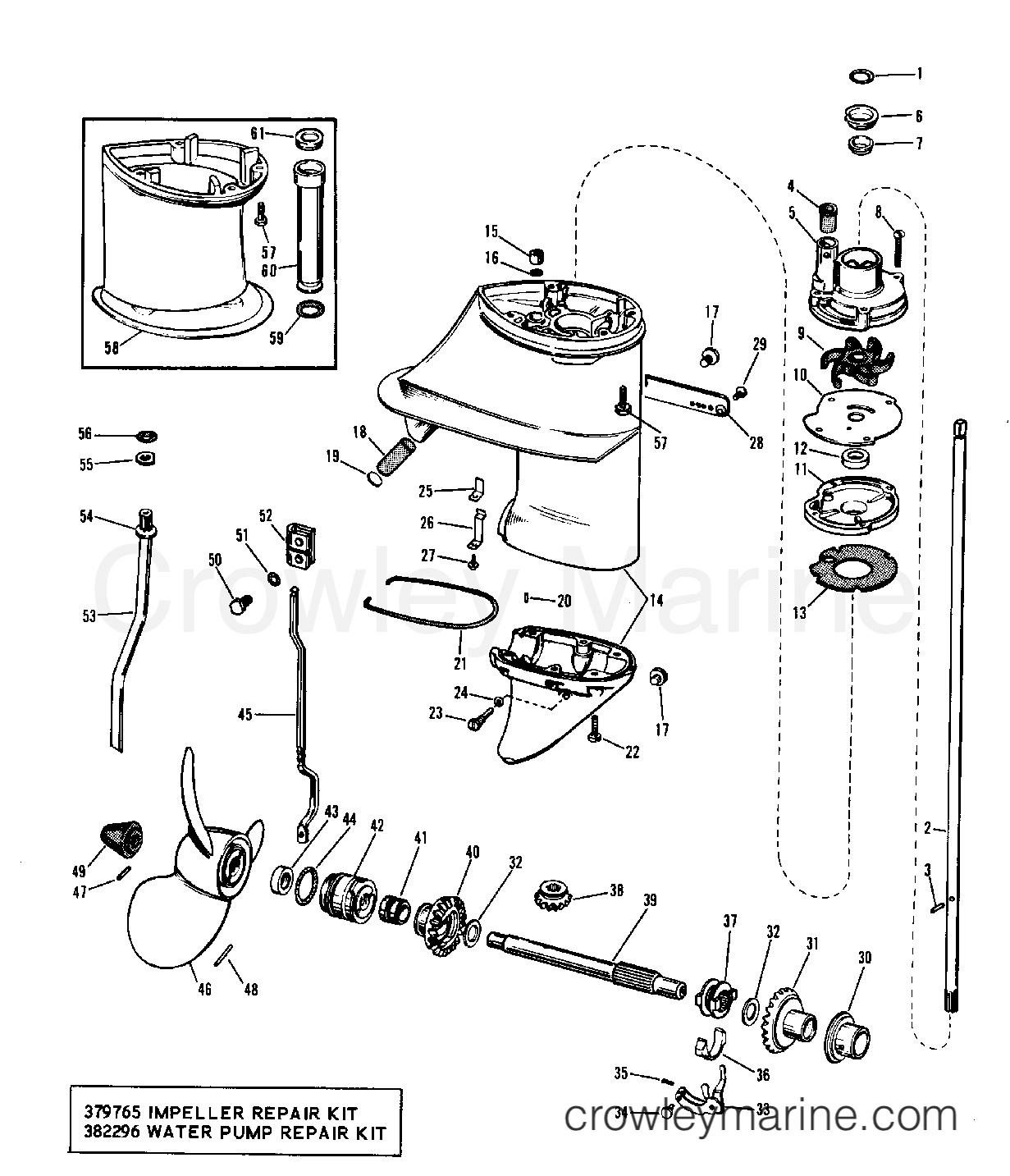 1968 Outboard 9.5 - MQL-14E - GEARCASE GROUP