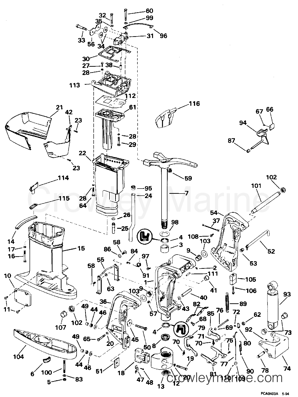 1995 Outboard 65 - J65WMLEOC - MIDSECTION