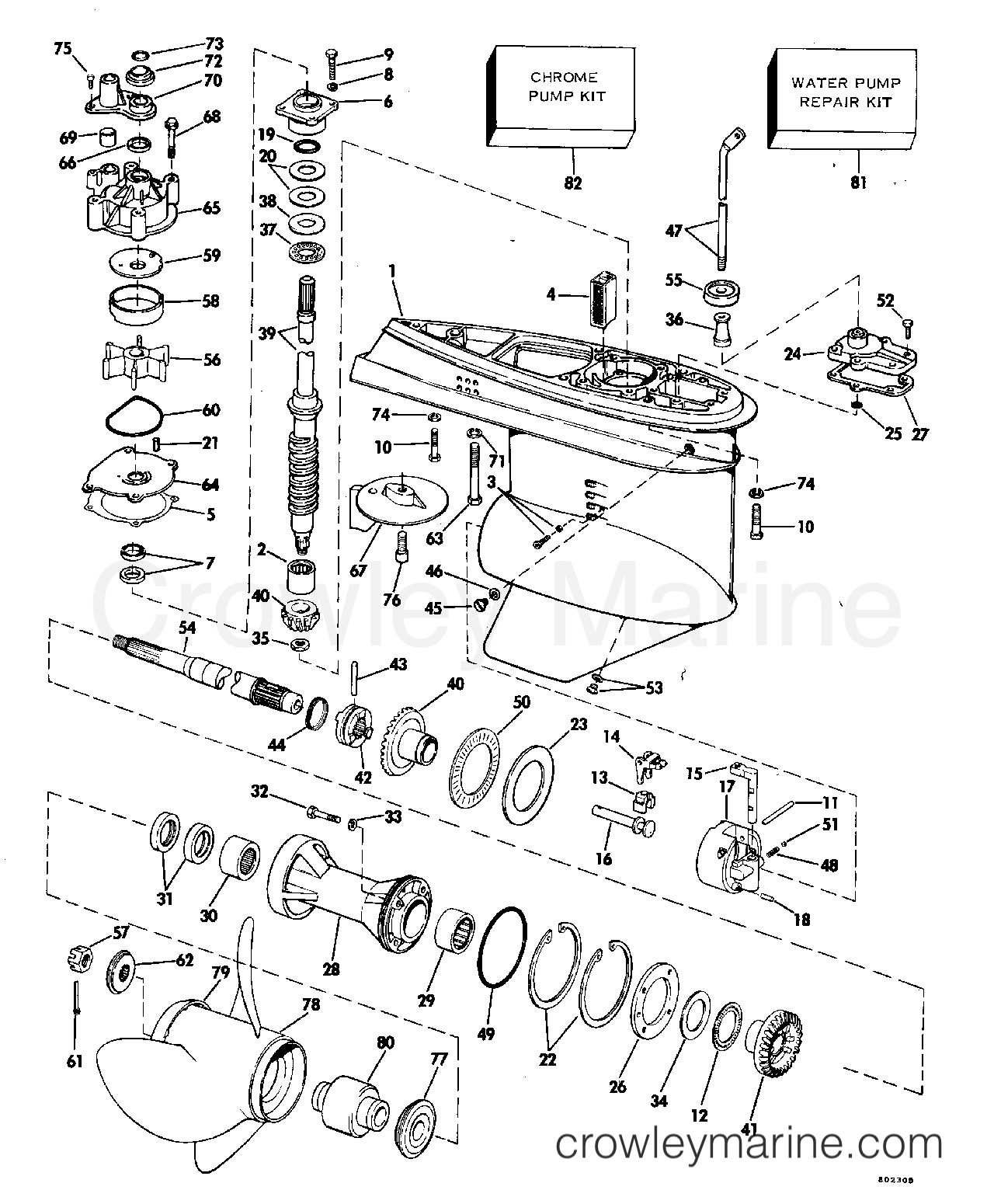 1980 Outboard 140 - J140MLCSA - GEARCASE