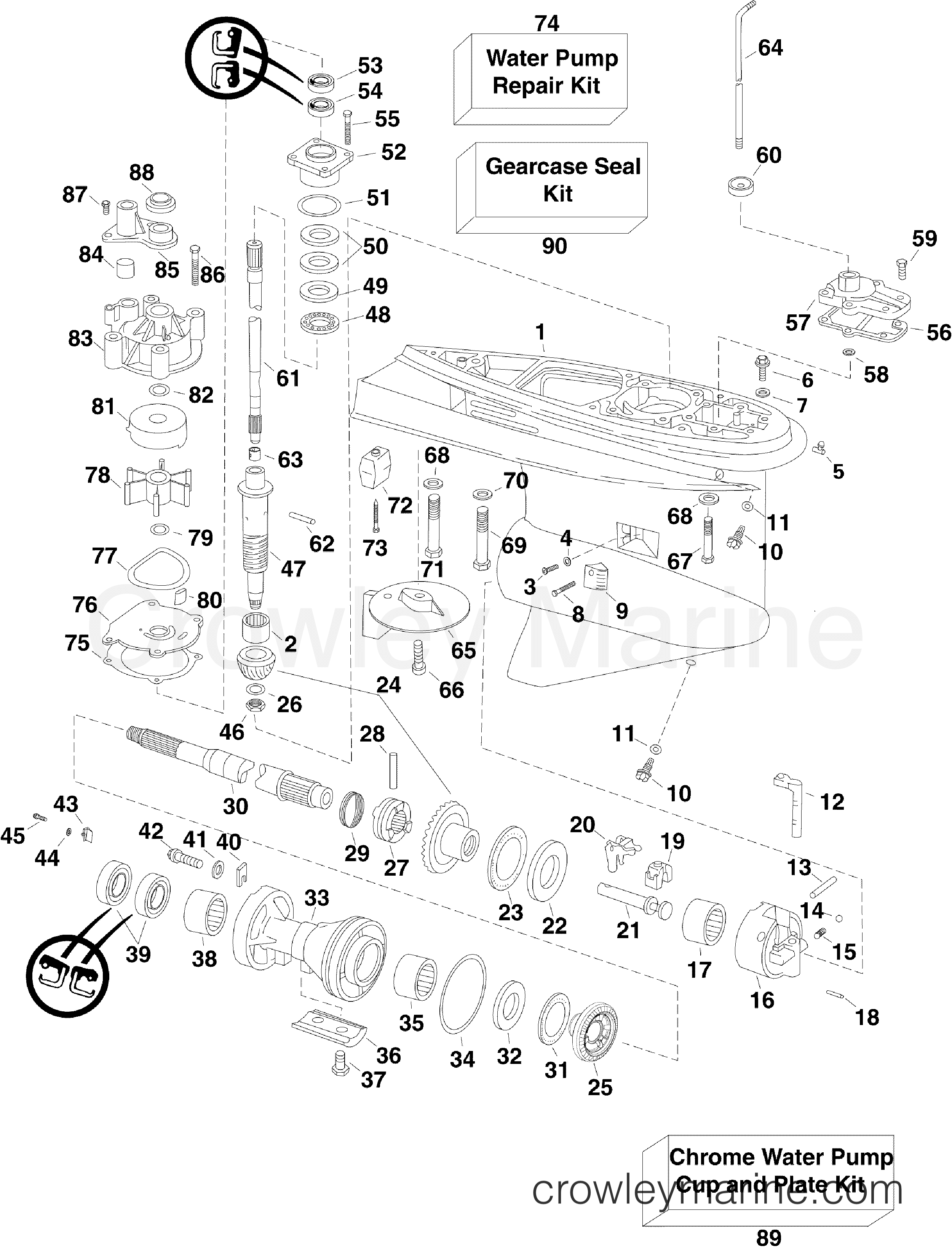 2010 Evinrude Outboards 150 - E150DPLISF GEARCASE - PL, SL MODELS section