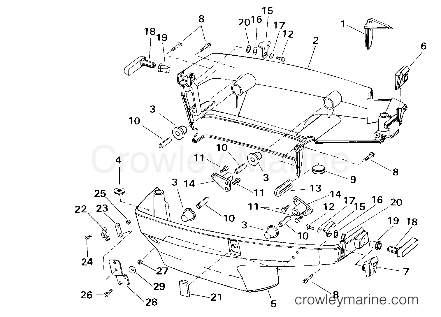 2000 Outboard 30 - J30JRSSB - LOWER ENGINE COVER