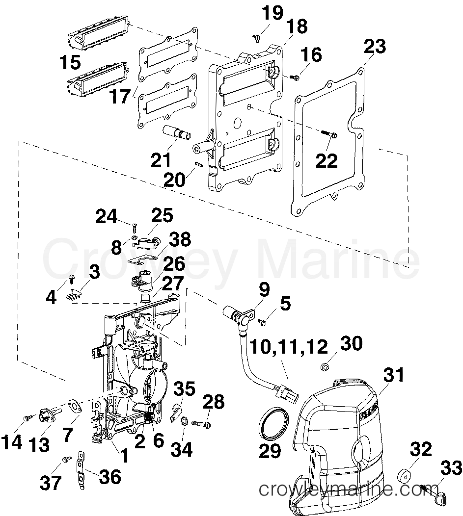 2004 Outboard 40 - E40DPLSRC - THROTTLE BODY & INTAKE MANIFOLD