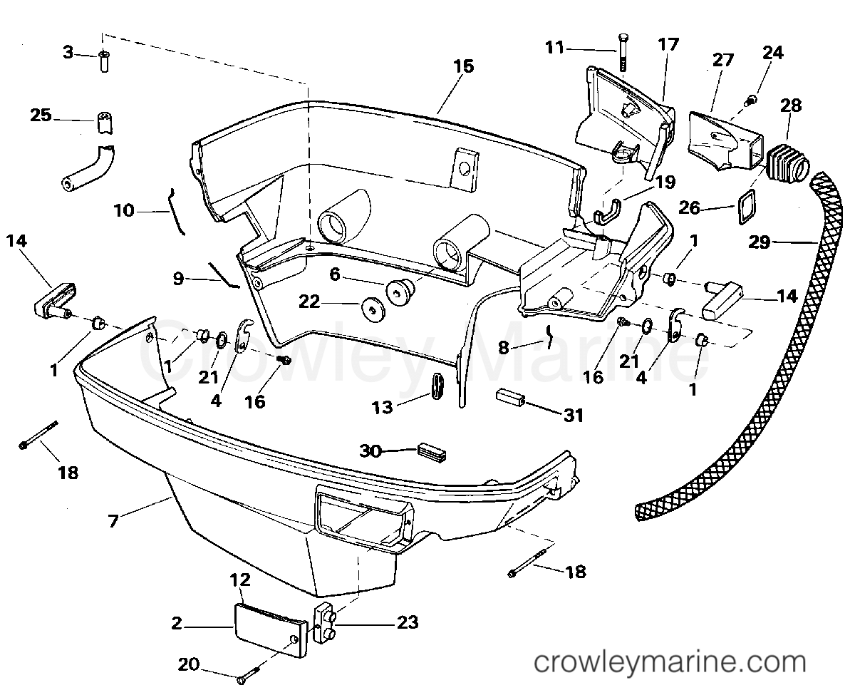 1995 Outboard 150 - E150WTLEOR - LOWER ENGINE COVER