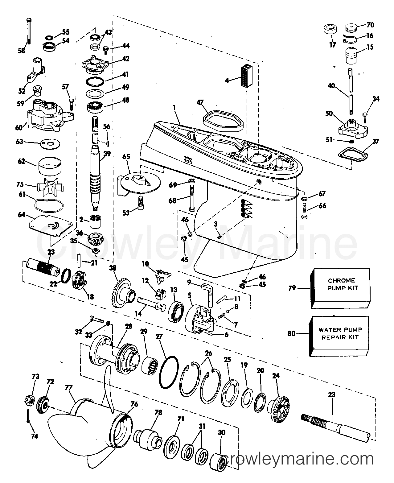 1978 Outboard 55 - 55E78S - GEARCASE