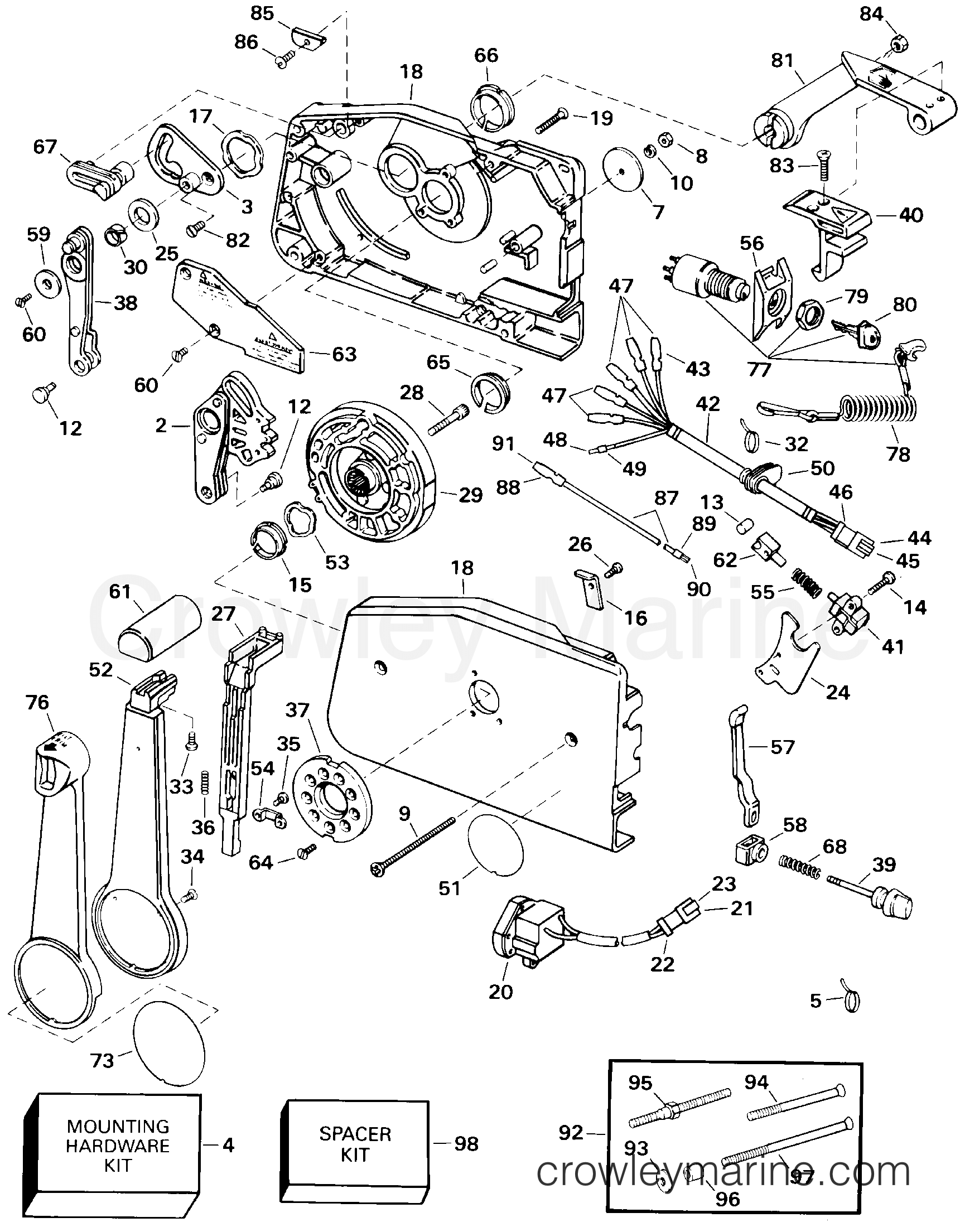 2000 Outboard 65 - J65WELSSC - REMOTE CONTROL - SIDE MOUNT - KEY SWITCH