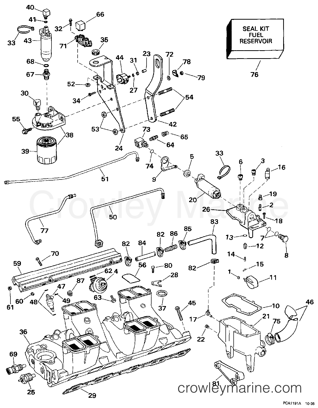 1997 OMC Stern Drive 7.4 - 744FPLKD FUEL SYSTEM & LOWER INTAKE MANIFOLD - MPFI MODELS section