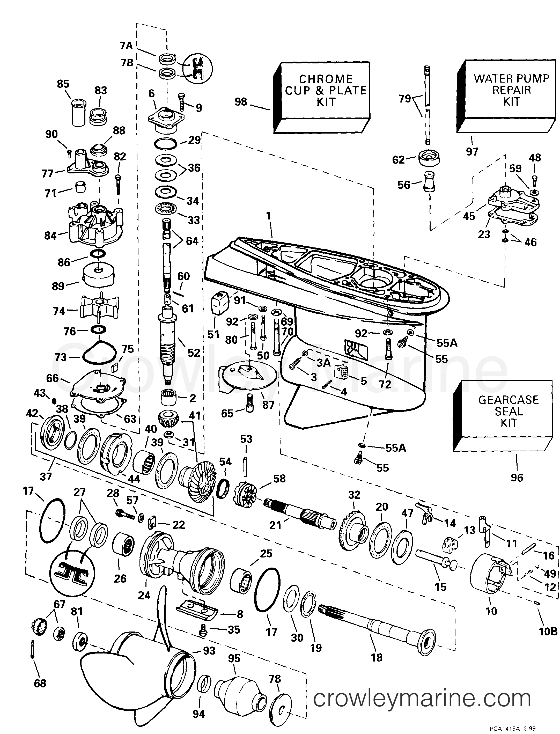 GEARCASE COUNTERROTATION CX MODELS 1999 Johnson Outboards 150