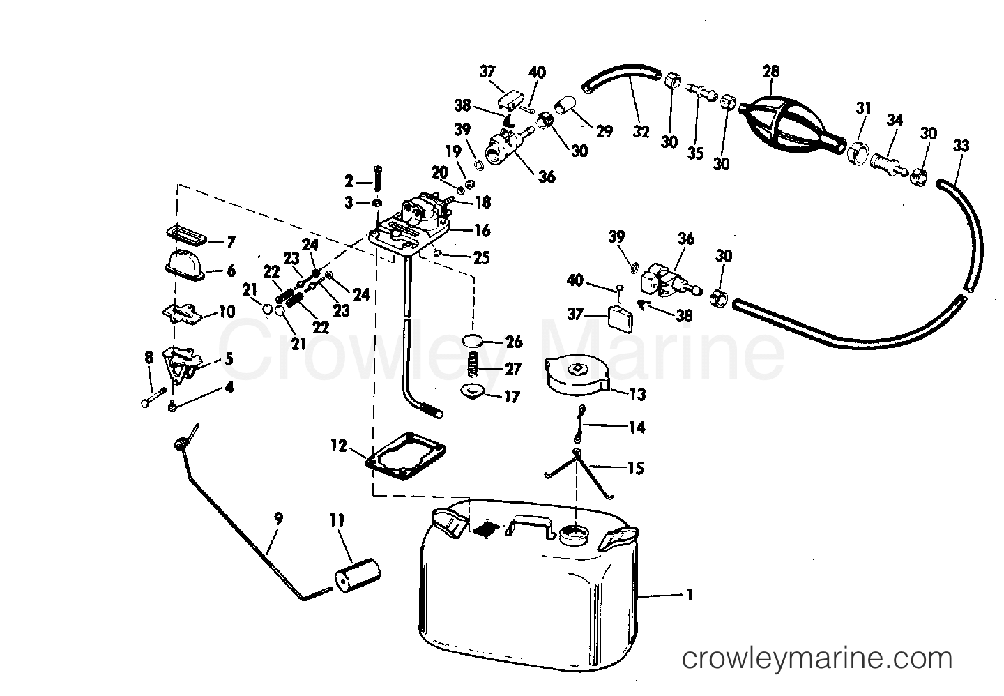 FUEL TANK GROUP 1968 Johnson Outboards 6 CD25A Crowley Marine