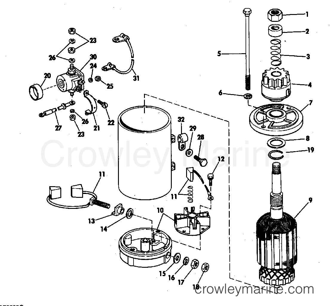 1981 Evinrude Outboards 140 - E140MLCIH ELECTRIC STARTER & SOLENOID AMERICAN BOSCH 17916-20-M030SM section