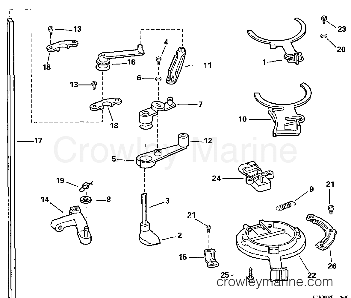 1997 Outboard 150 - J150EXEUC - THROTTLE LINKAGE
