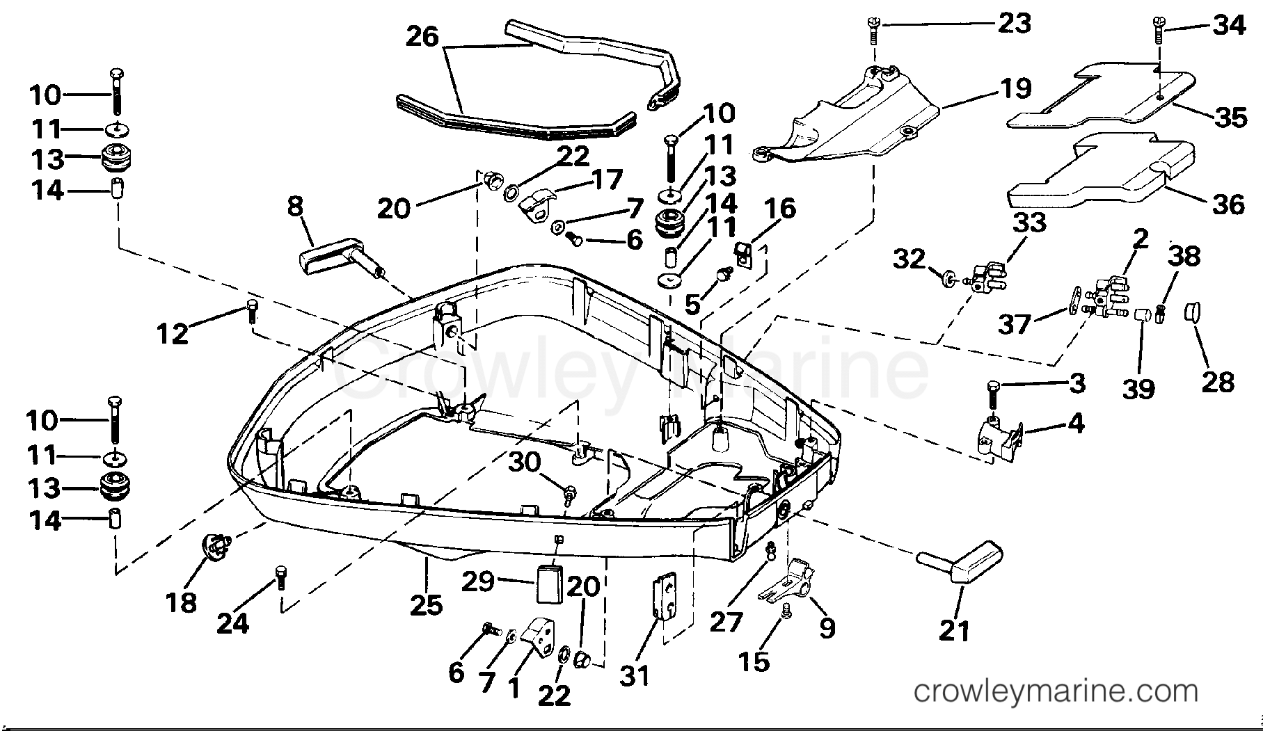 1989 Outboard 110 - J110MLCEM - LOWER ENGINE COVER