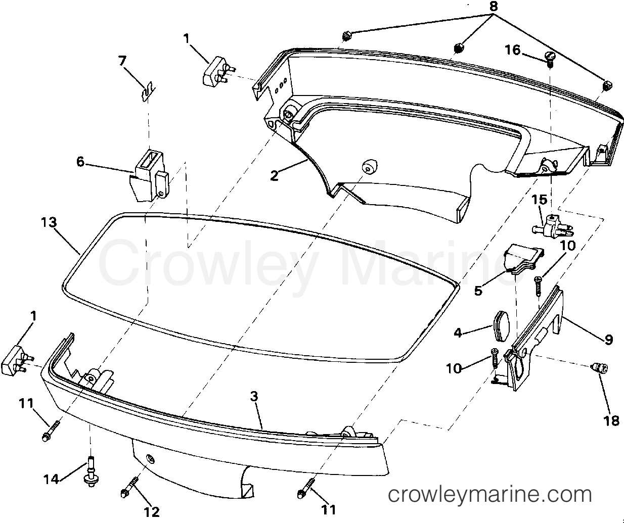 1993 Outboard 8 - J8SRLETB - LOWER ENGINE COVER