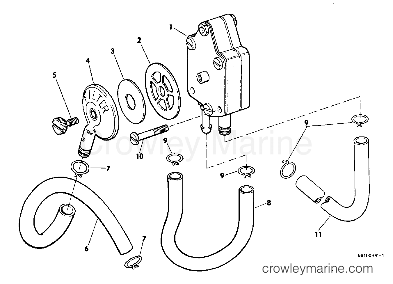 1968 Johnson Outboards 85 - V4A-20A FUEL PUMP GROUP section