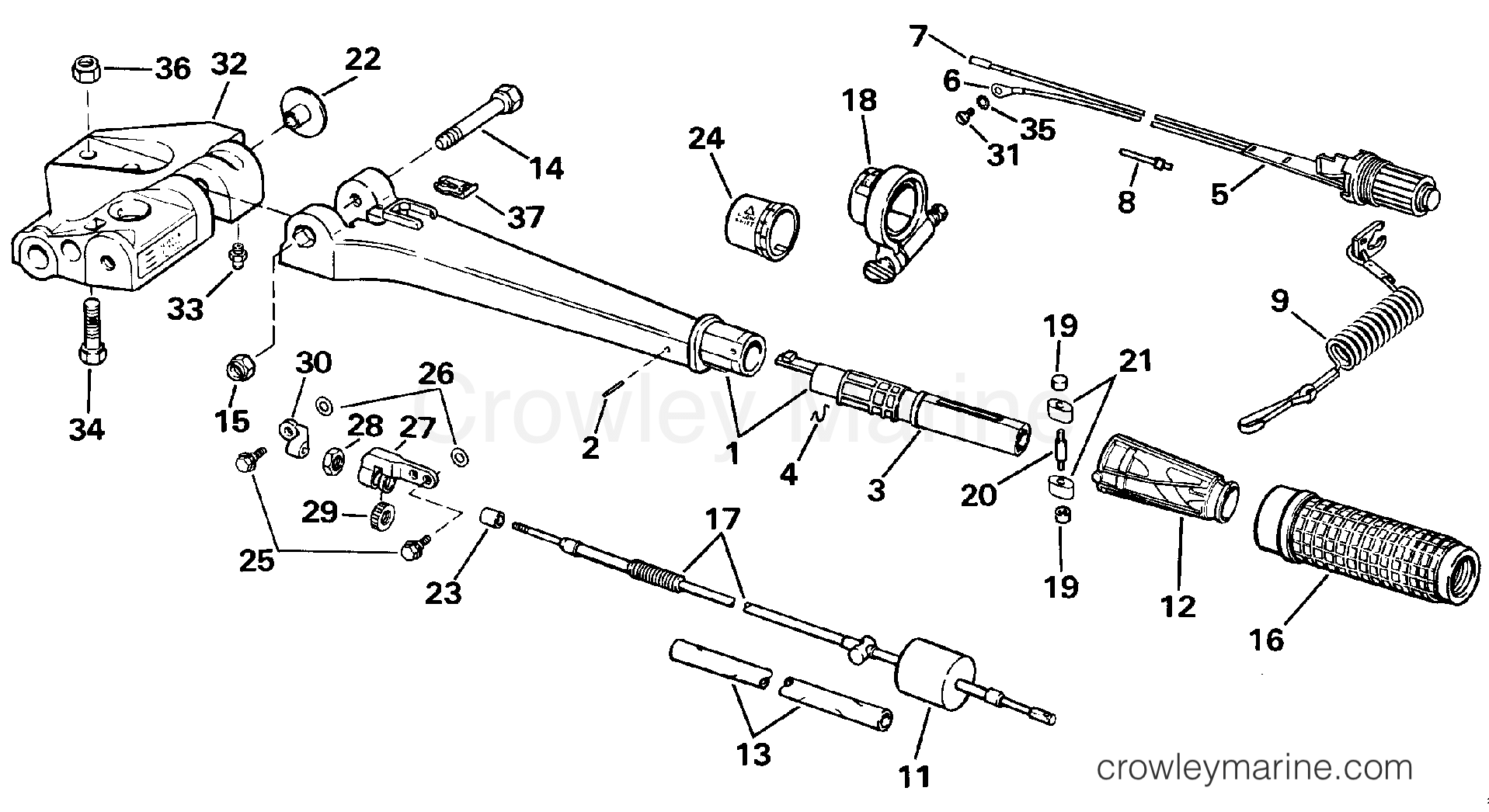 1990 Outboard 45 - J45RCLESR - STEERING HANDLE