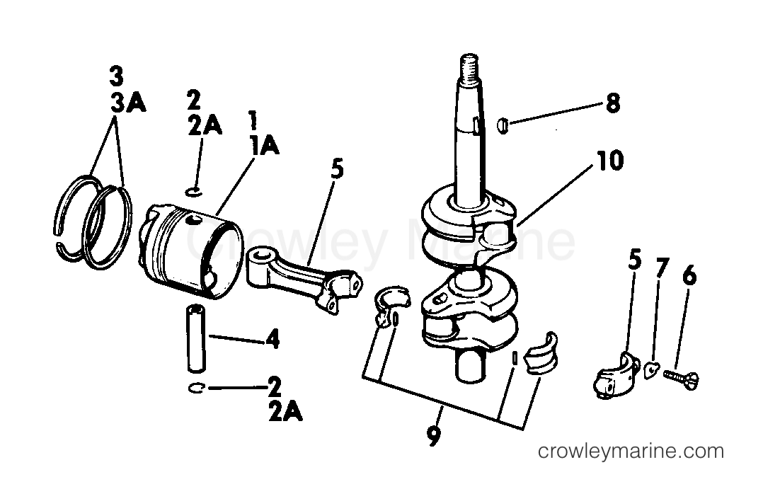 1979 Outboard 6 - 6RL79E - CRANKSHAFT & PISTON
