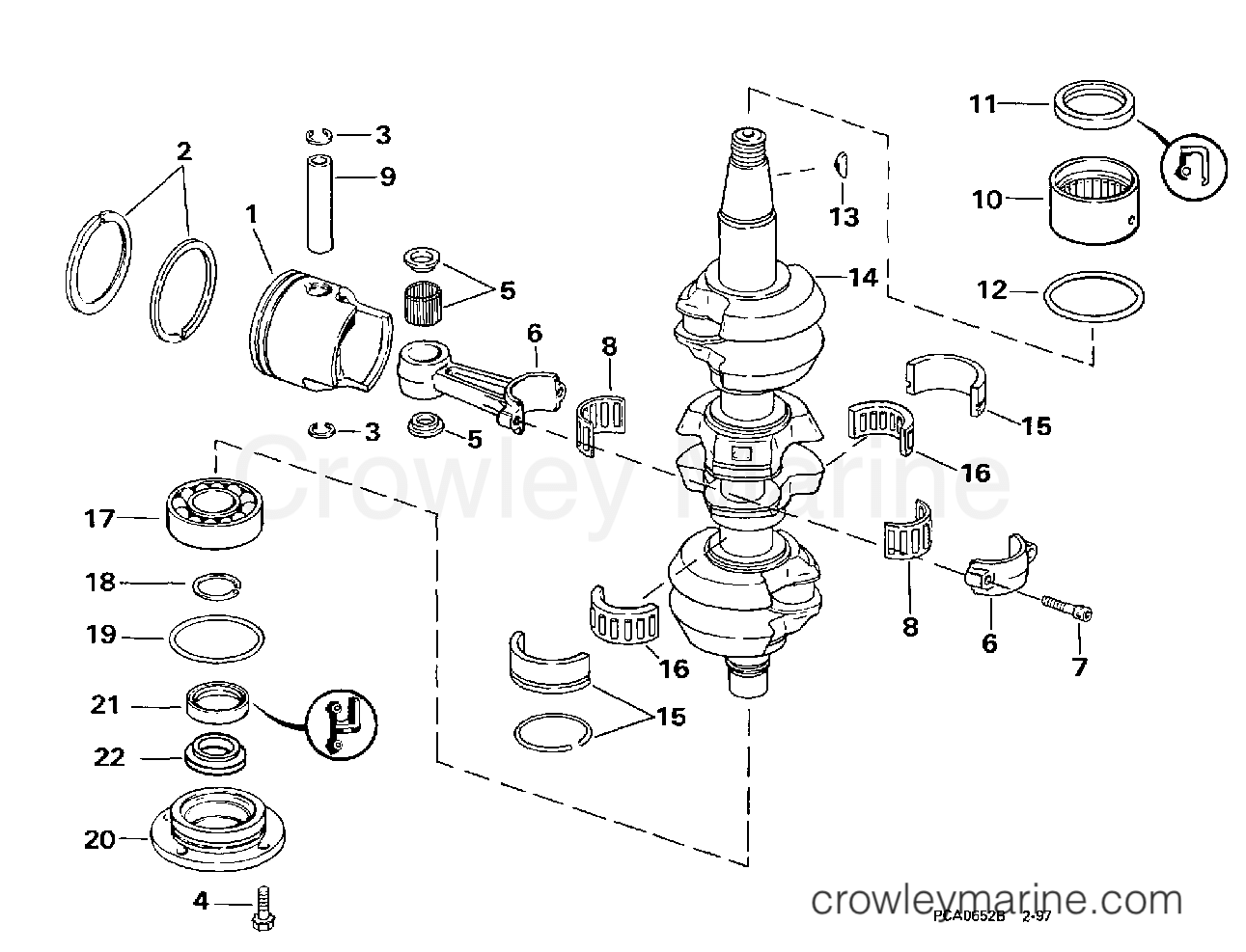 1998 Outboard 50 - J50DTLECA - CRANKSHAFT & PISTON