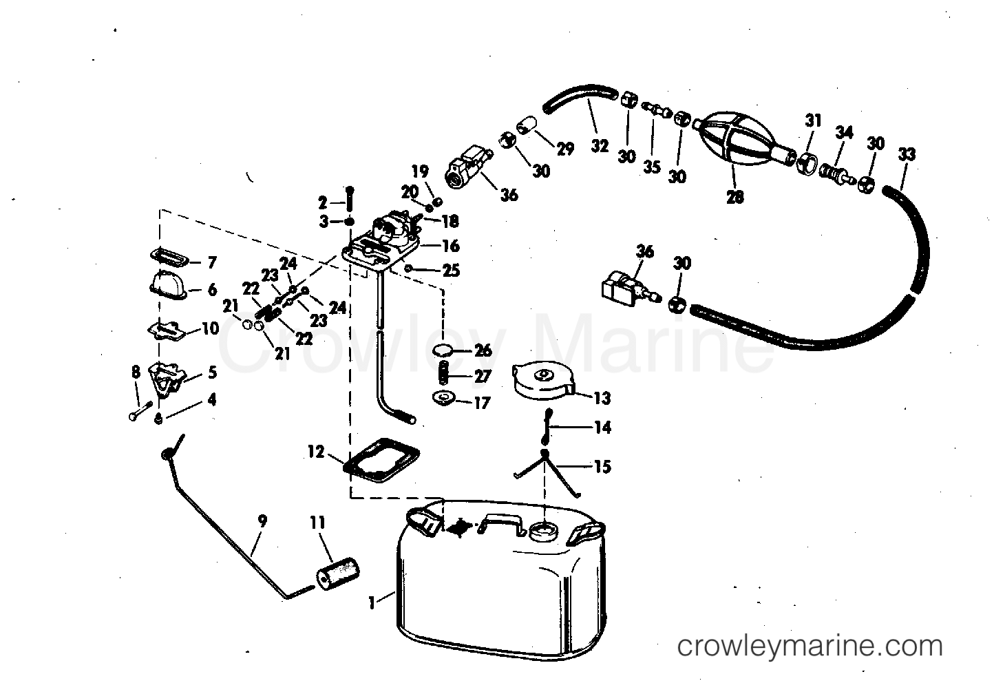FUEL TANK 1972 Johnson Outboards 50 50ES72C Crowley Marine