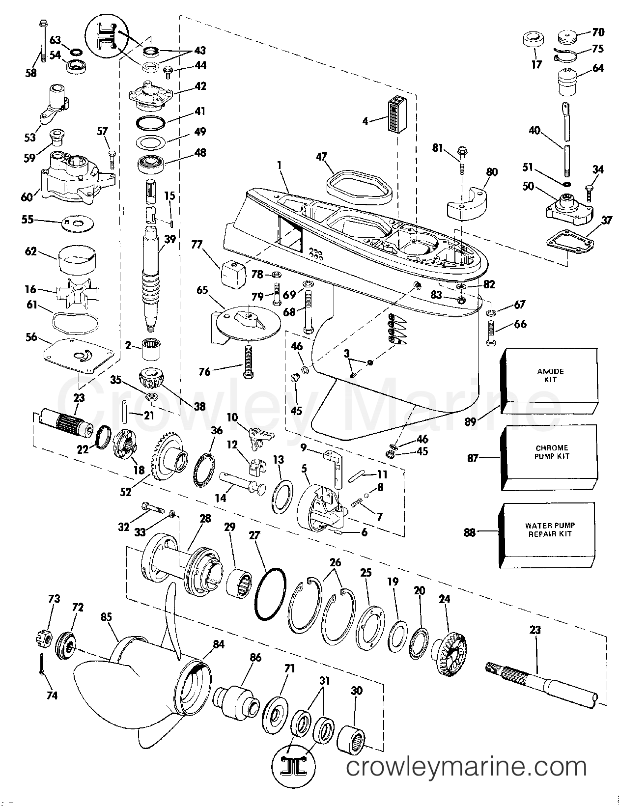 1984 Outboard 40 - E40TECRM - GEARCASE