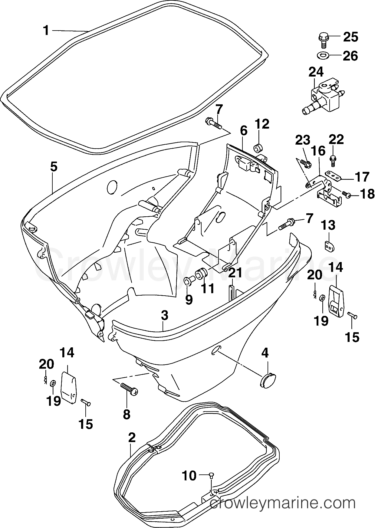 2005 Outboard 60 - J60PL4SOA - LOWER ENGINE COVER