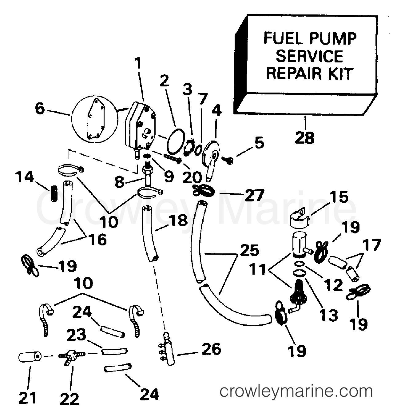 1996 Outboard 70 - J70TLEDA - FUEL PUMP & FILTER - E70RNLIB ONLY