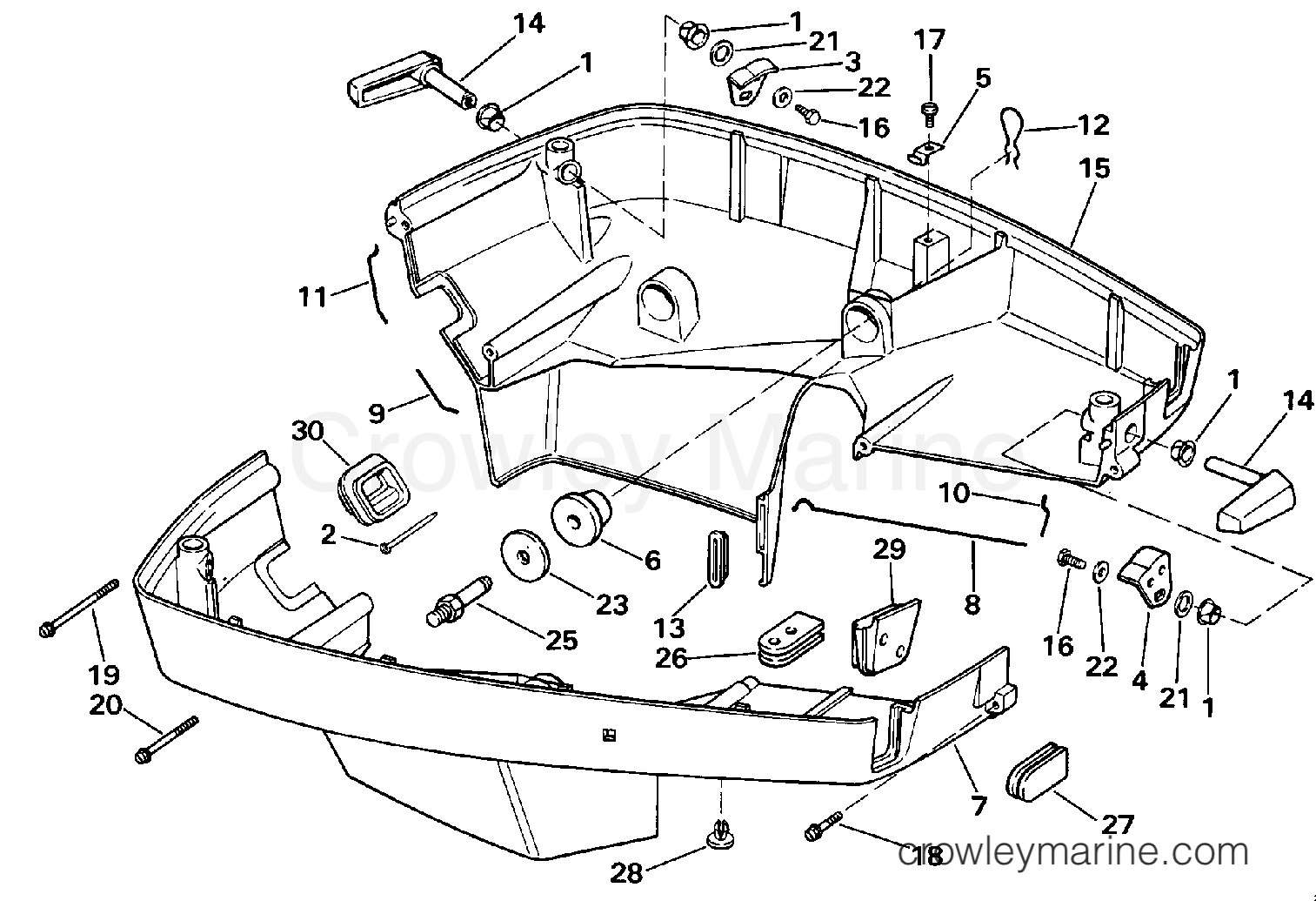 1990 Outboard 225 - J225TLESS - LOWER ENGINE COVER