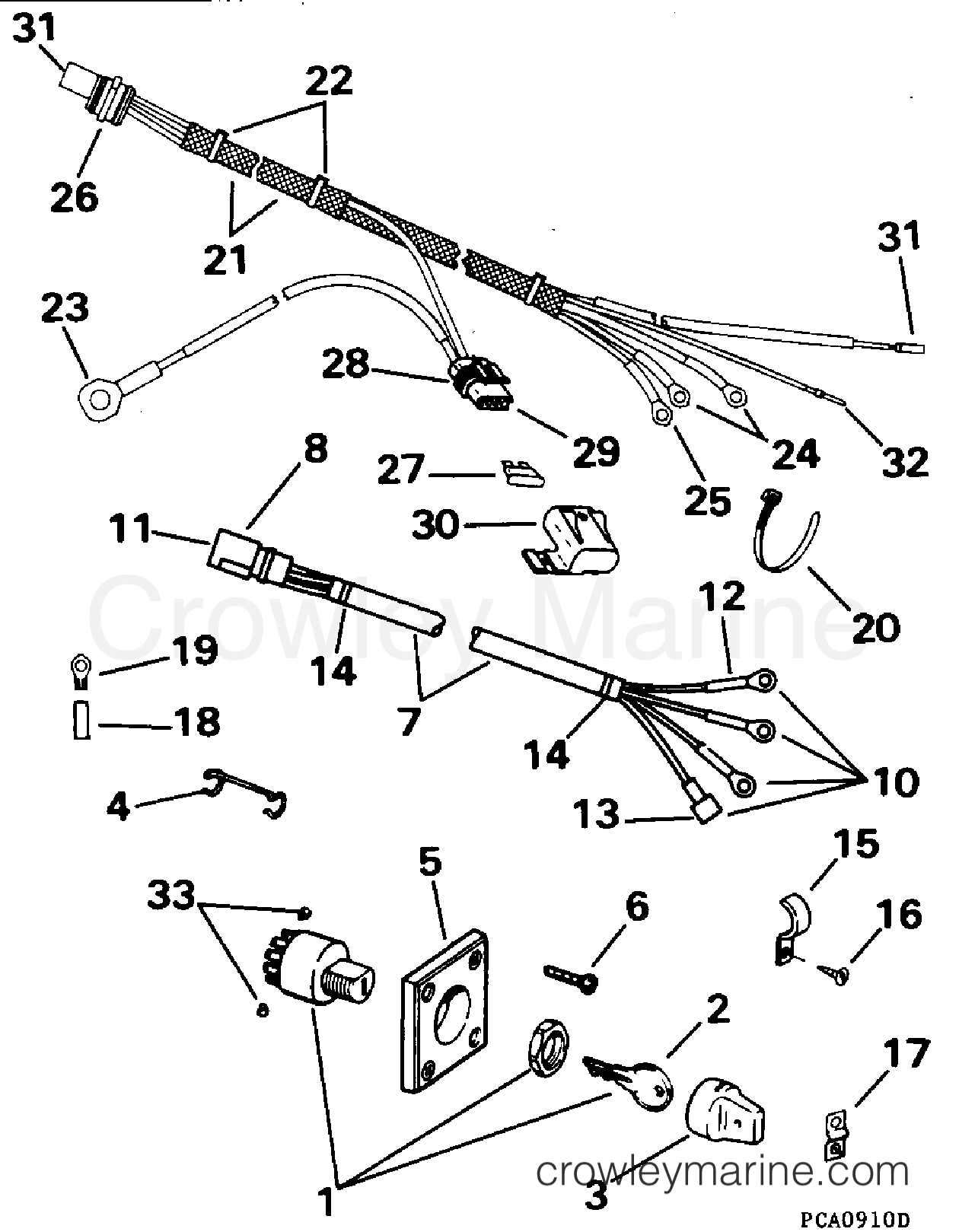 1995 Rigging Accessories - Electrical System - IGNITION SWITCH & CABLE - 25/48 MODELS