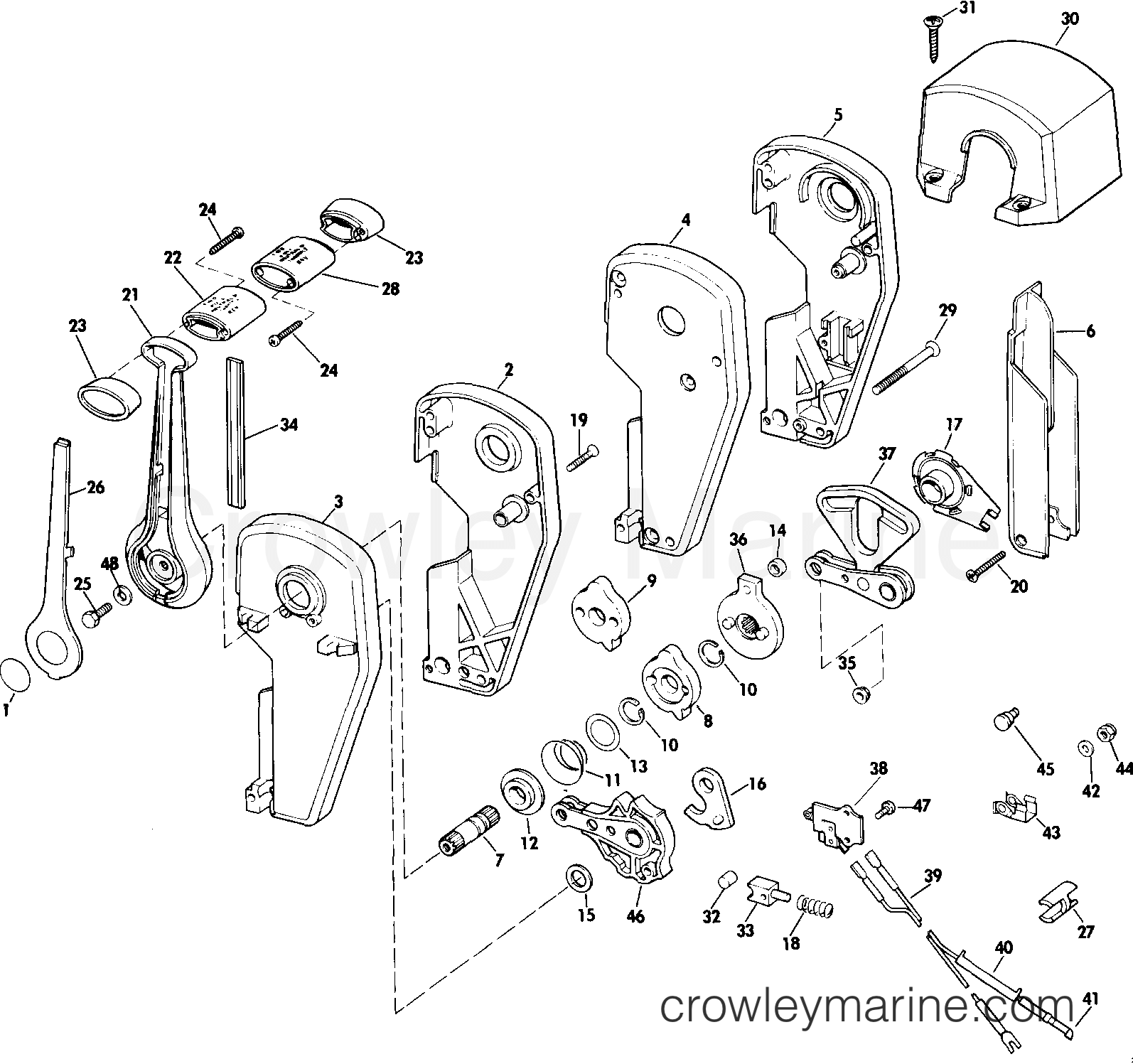 1985 Rigging Accessories - Remote Controls - REMOTE CONTROL ASSEMBLY - BINNACLE MOUNT, DUAL LEVER