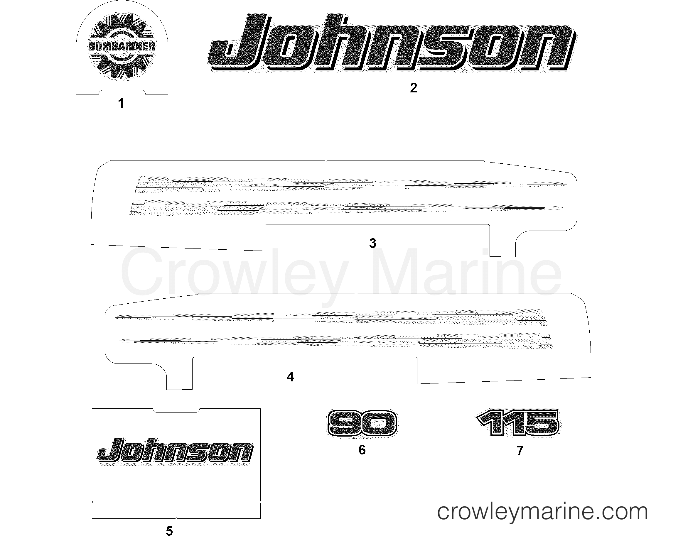 2003 Outboard 90 - J90PLSTC - DECALS WHITE MODELS