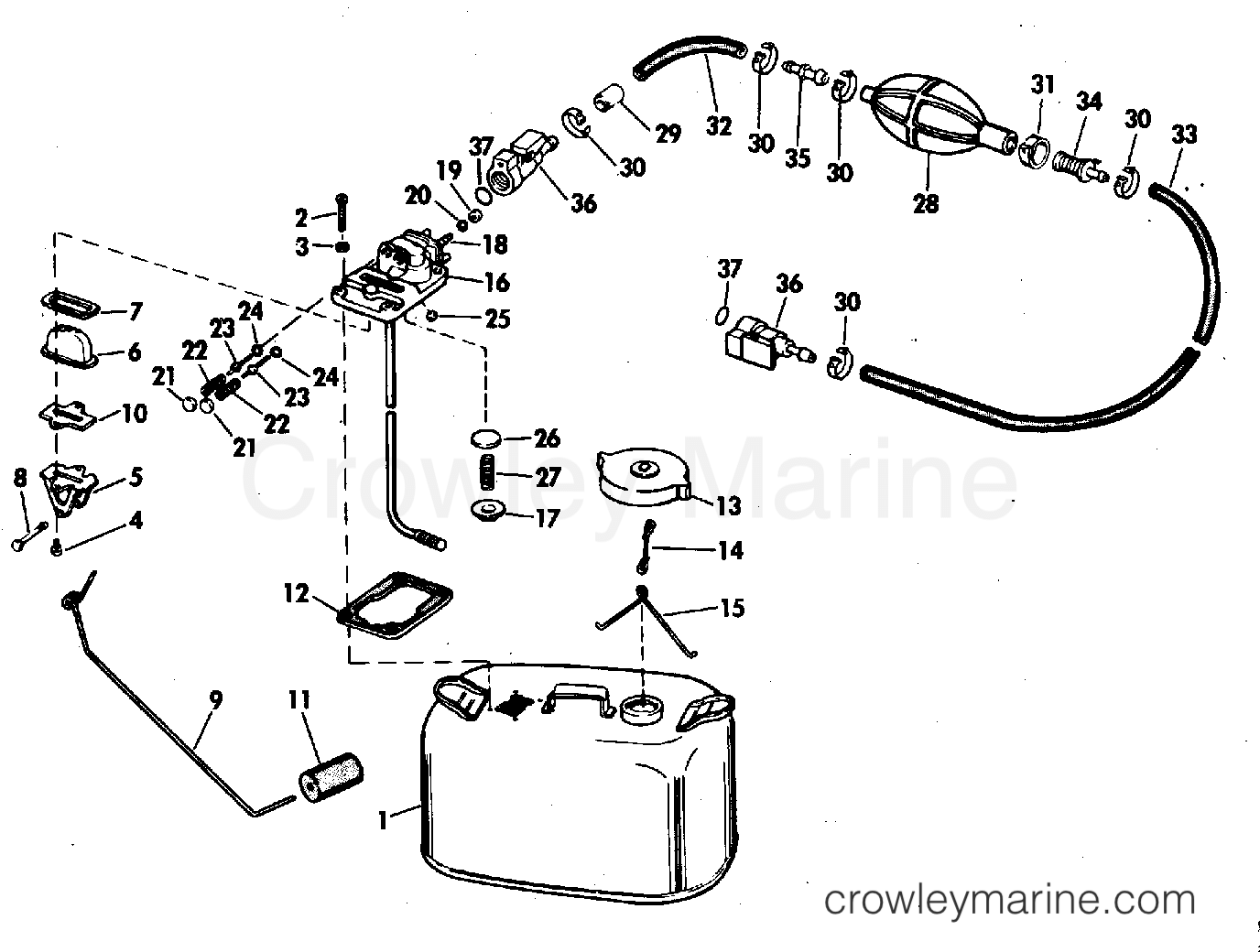 1978 Rigging Parts Accessories - Fuel System - 6 GALLON FUEL TANK KIT 9.9 HP THRU 140 HP