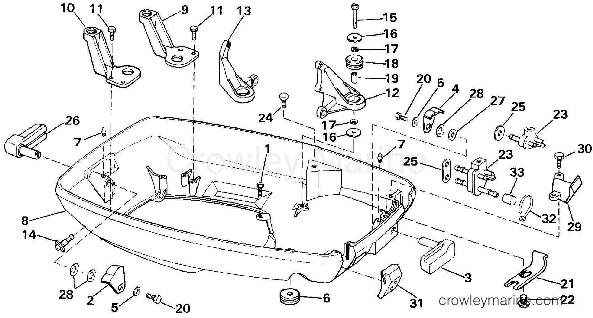 1987 Outboard 65 - J65WMLCUA - LOWER ENGINE COVER