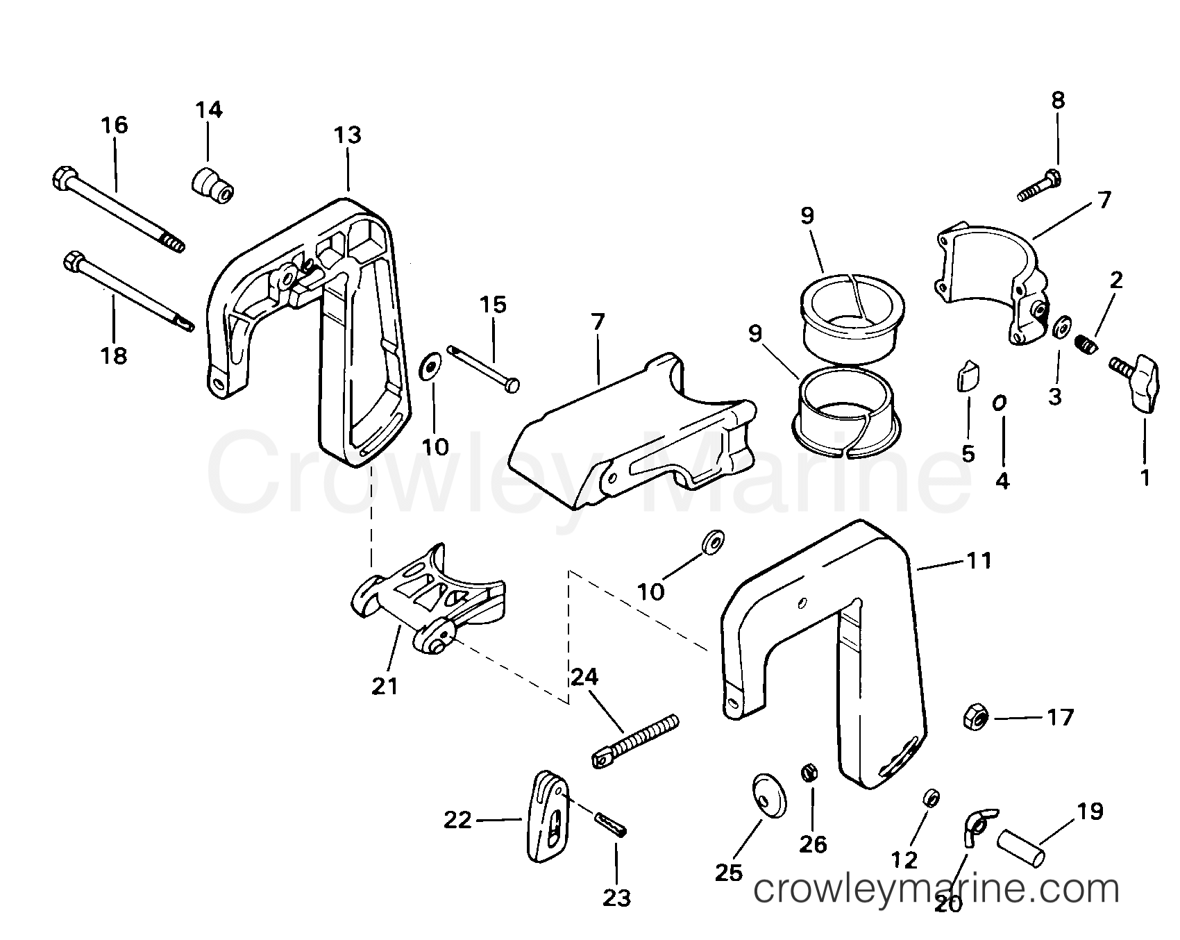 2000 Outboard 2 - J2RTSSR - STERN BRACKET & SWIVEL BRACKET