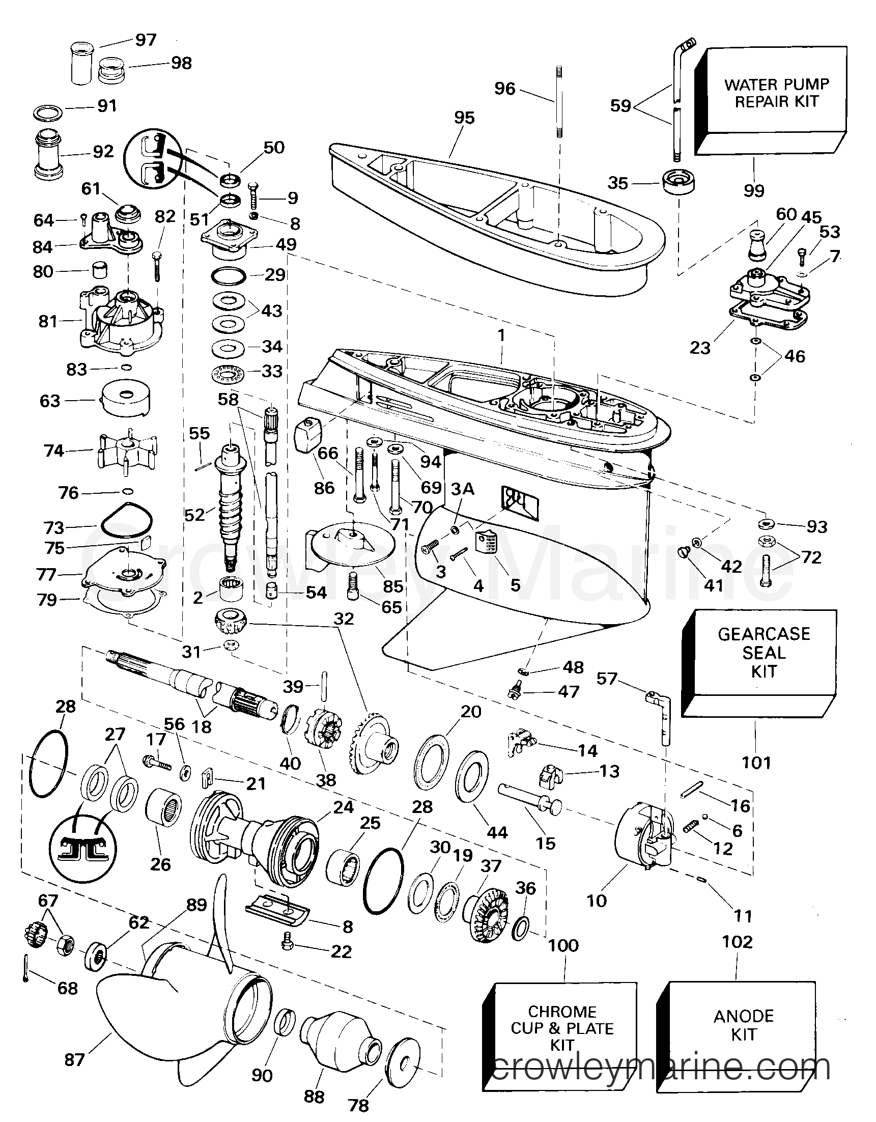 2000 Outboard 105 - J105WRYSSC - GEARCASE
