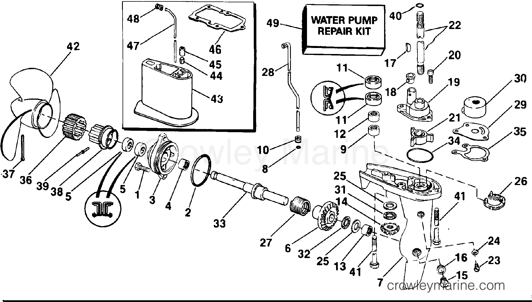 1990 Outboard 4 - J4RESR - GEARCASE