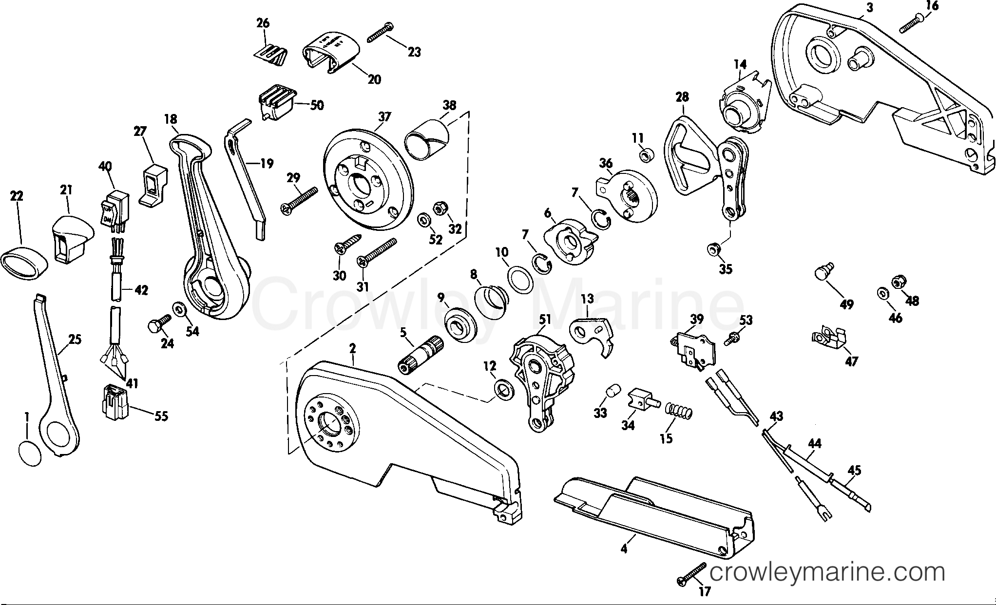 REMOTE CONTROL ASSEMBLY CONCEALED SIDE MOUNT 1985 Rigging