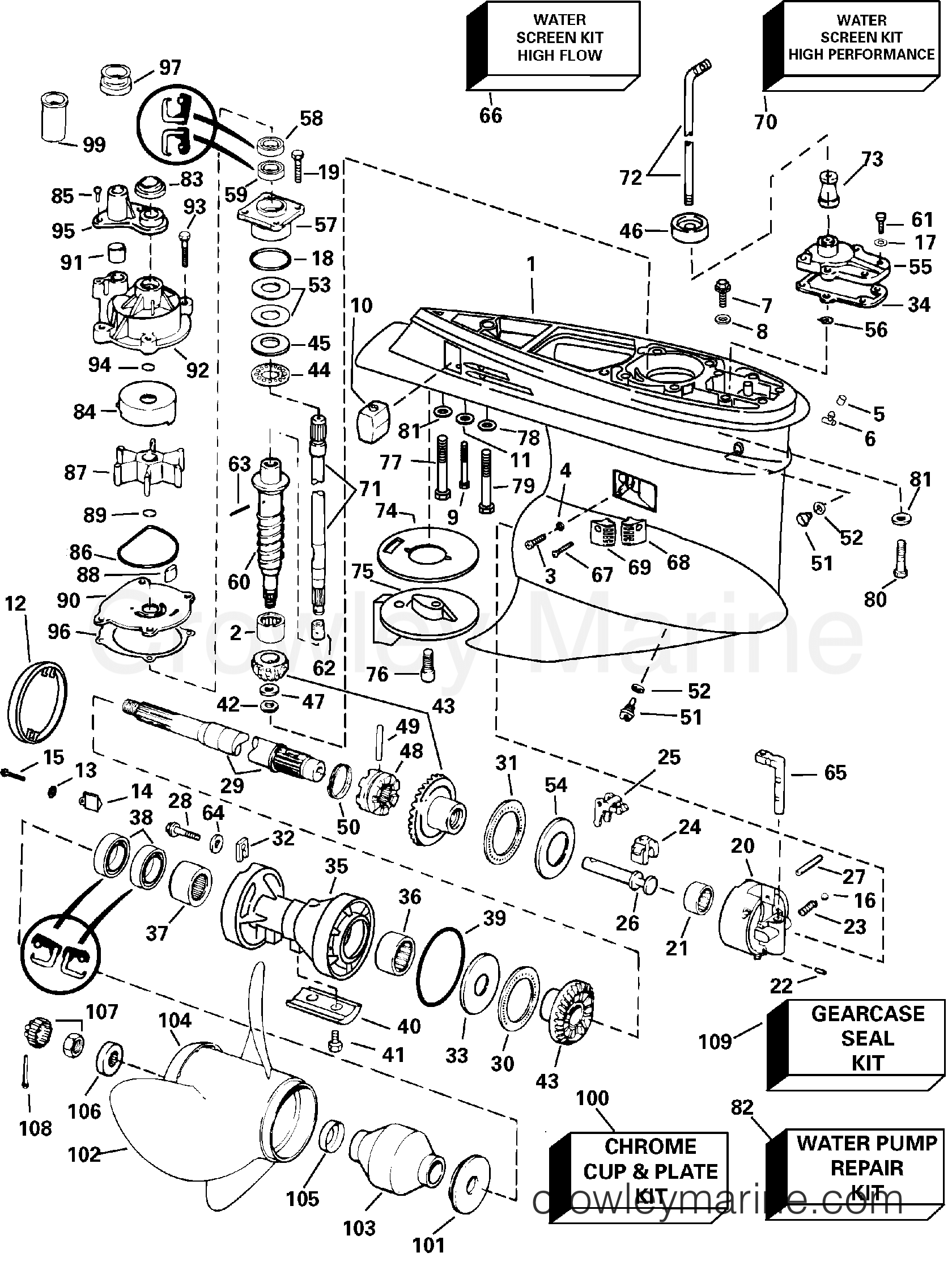 2005 Outboard 150 - J150MLSOR - GEARCASE - ML - MX - PX  MODELS