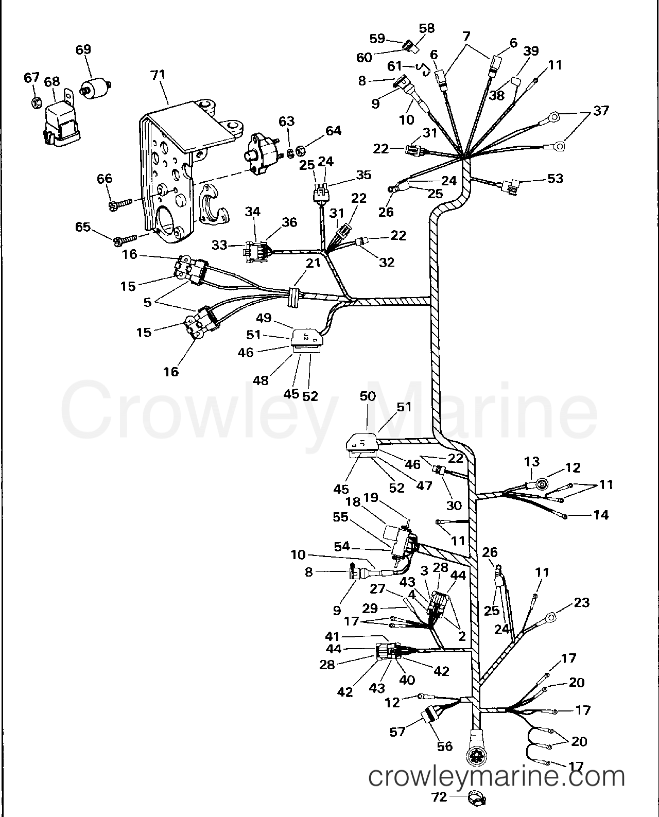 1996 Stern Drive 4.3 - 43FBPNCS - ENGINE WIRE HARNESS & BRACKET - TBI MODELS