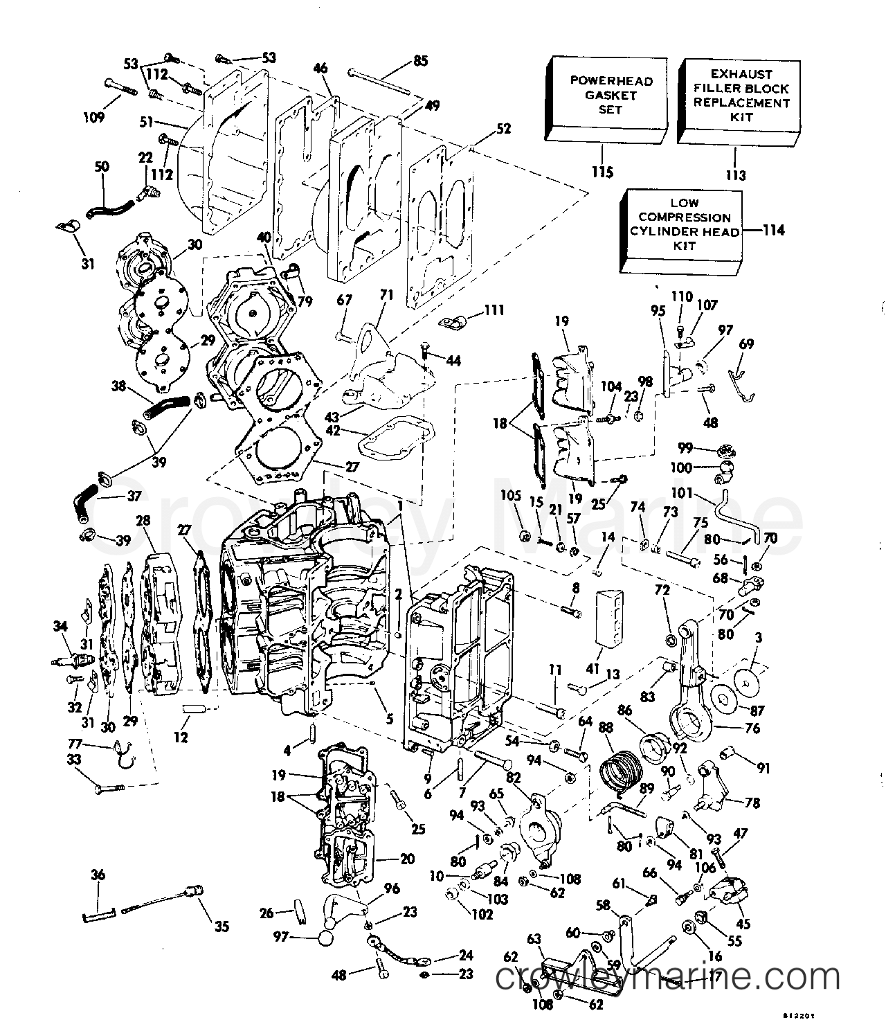 1982 Outboard 90 - J90MLCNB - CYLINDER & CRANKCASE