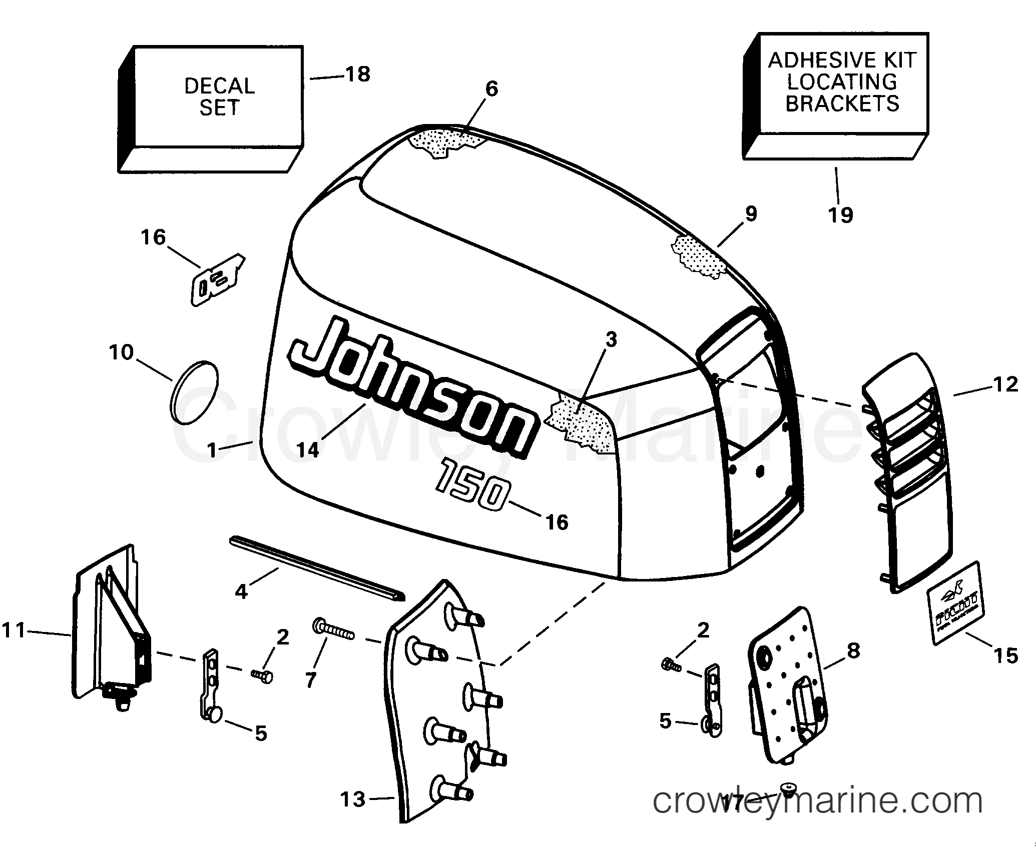 1997 Outboard 150 - J150IXEUC - ENGINE COVER -- JOHNSON