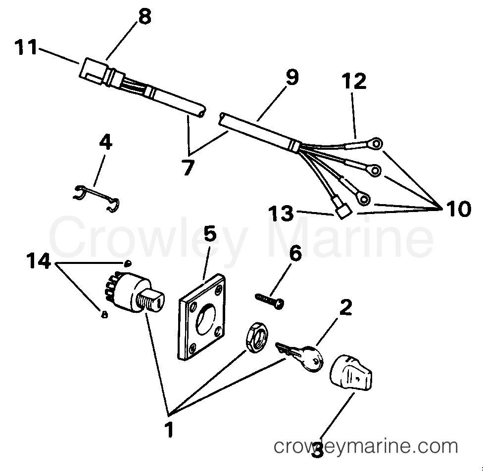 1992 Outboard 85 - E85TTLEND - IGNITION SWITCH & CABLE