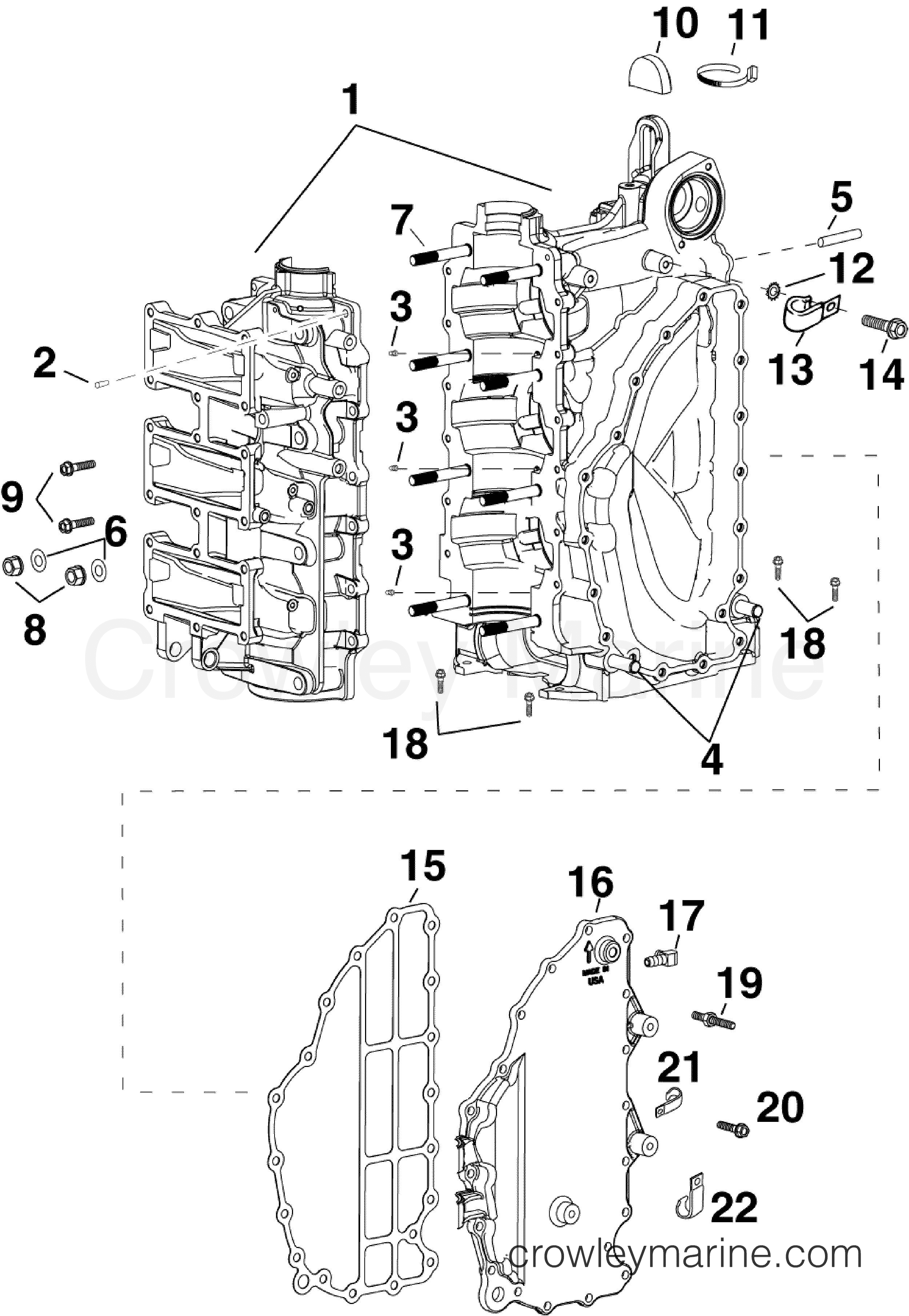 AA Outboard 90 - E90DPXAAA - CYLINDER & CRANKCASE