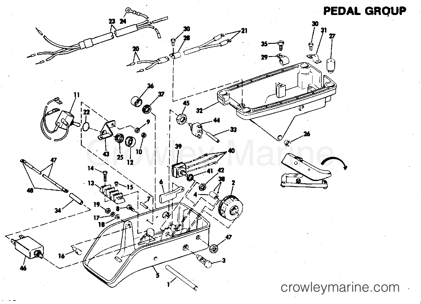 1982 Electric Trolling Motor 12 Volt - E25-E - PEDAL GROUP