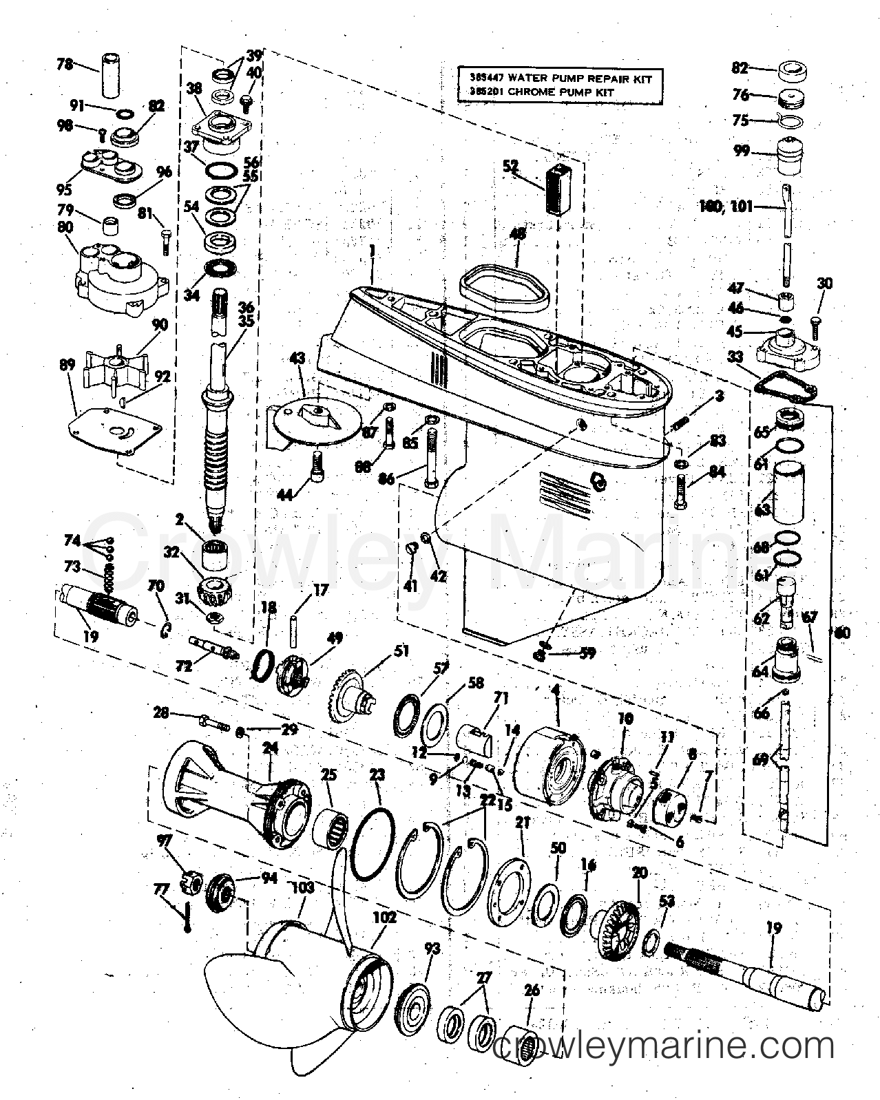 1973 Outboard 65 - 65ES73R - GEARCASE