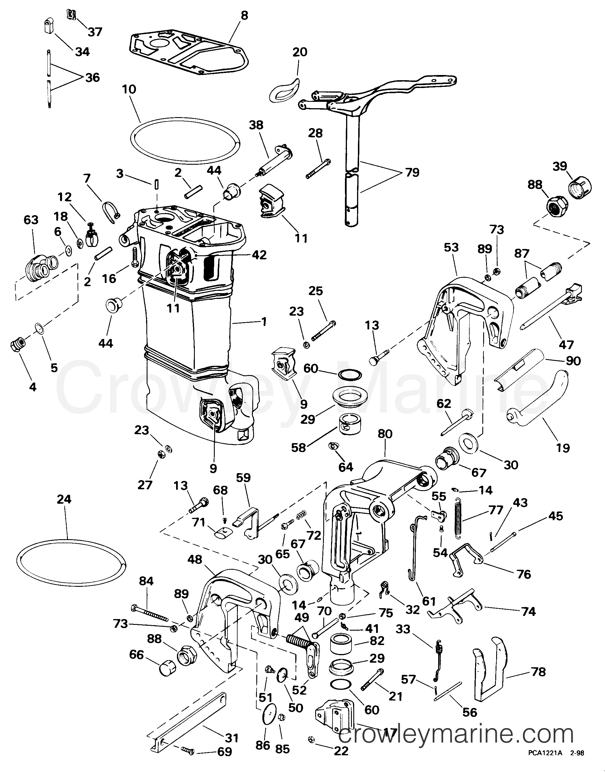 1998 Outboard 35 - E35QLECA - MIDSECTION -- MANUAL TILT