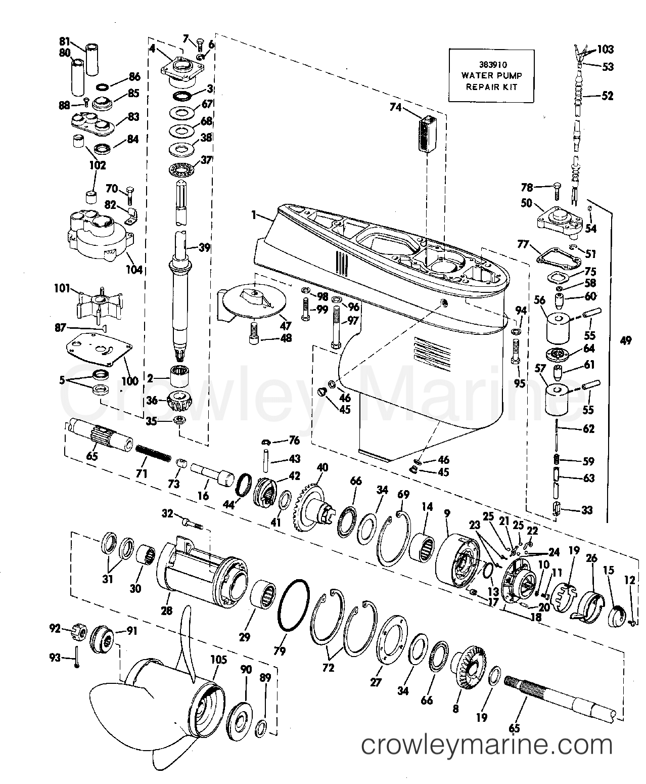 1969 Outboard 85 - 85ESL69E - GEARCASE GROUP