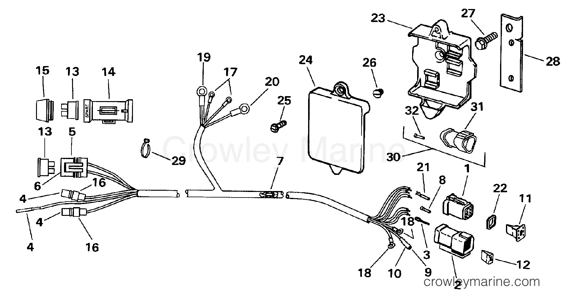 1998 Evinrude Outboards 20 - BE20SEECB MOTOR CABLE ASSEMBLY section