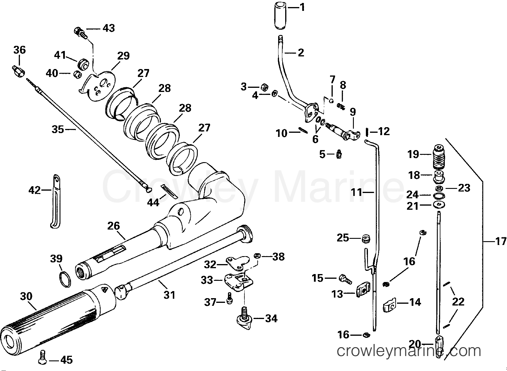 2000 Outboard 5 - J5RSSA - SHIFT AND TILLER HANDLE