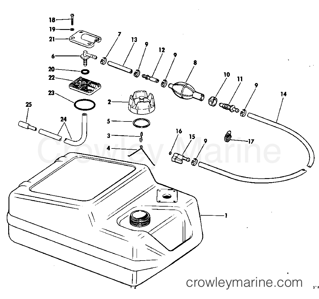 1983 Outboard 40 - J40RSR - FUEL TANK PLASTIC