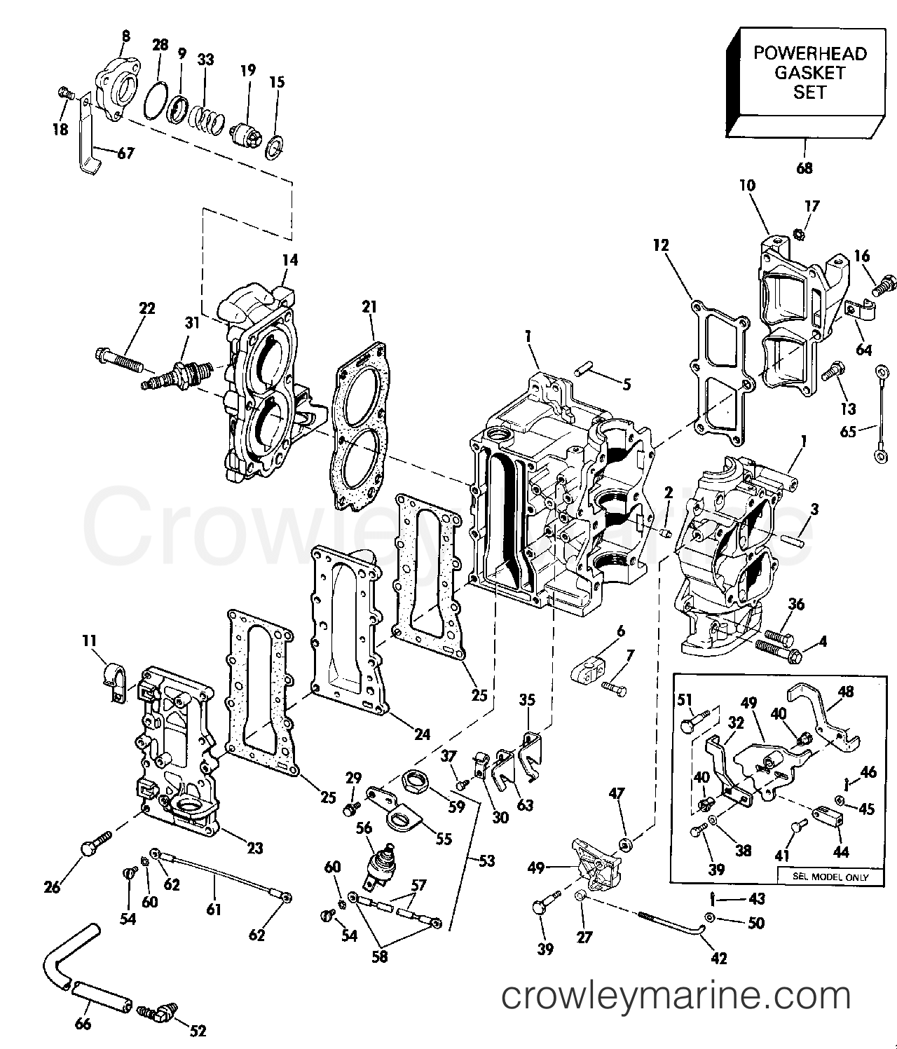 1990 Johnson Outboards 9.9 - TJ10ELESC CYLINDER & CRANKCASE section