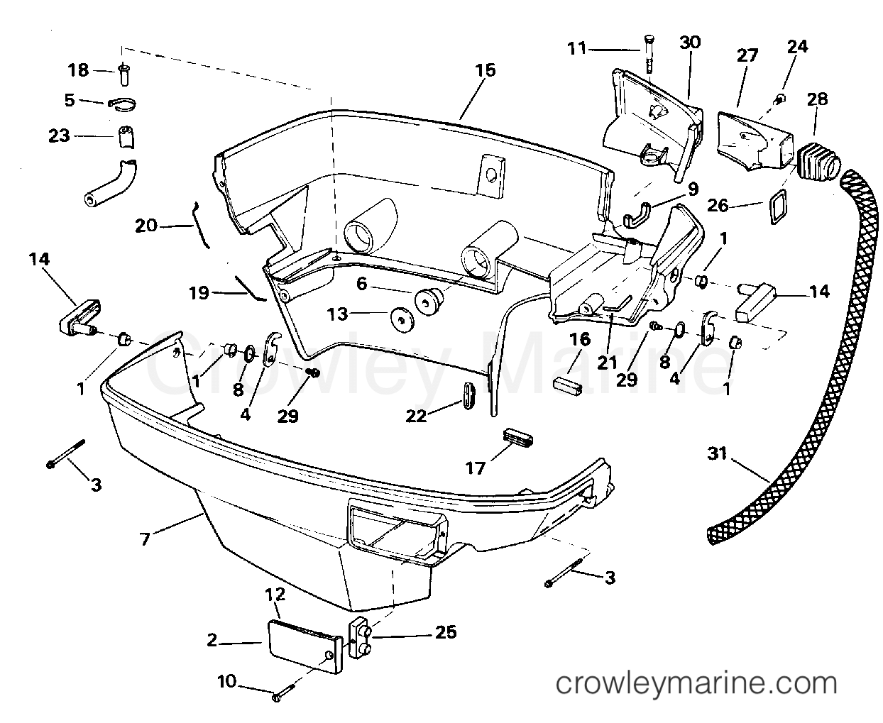 1996 Outboard 90 - J90SLEDR - LOWER ENGINE COVER